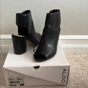 Aldo Black Chunky Heel Ankle Booties